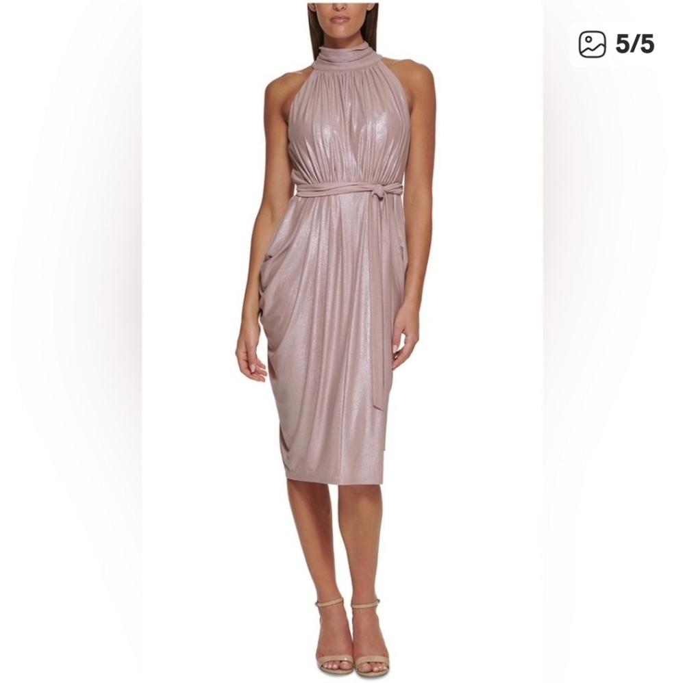 TOMMY HILFIGER stylish mauve sleeveless dress with belt